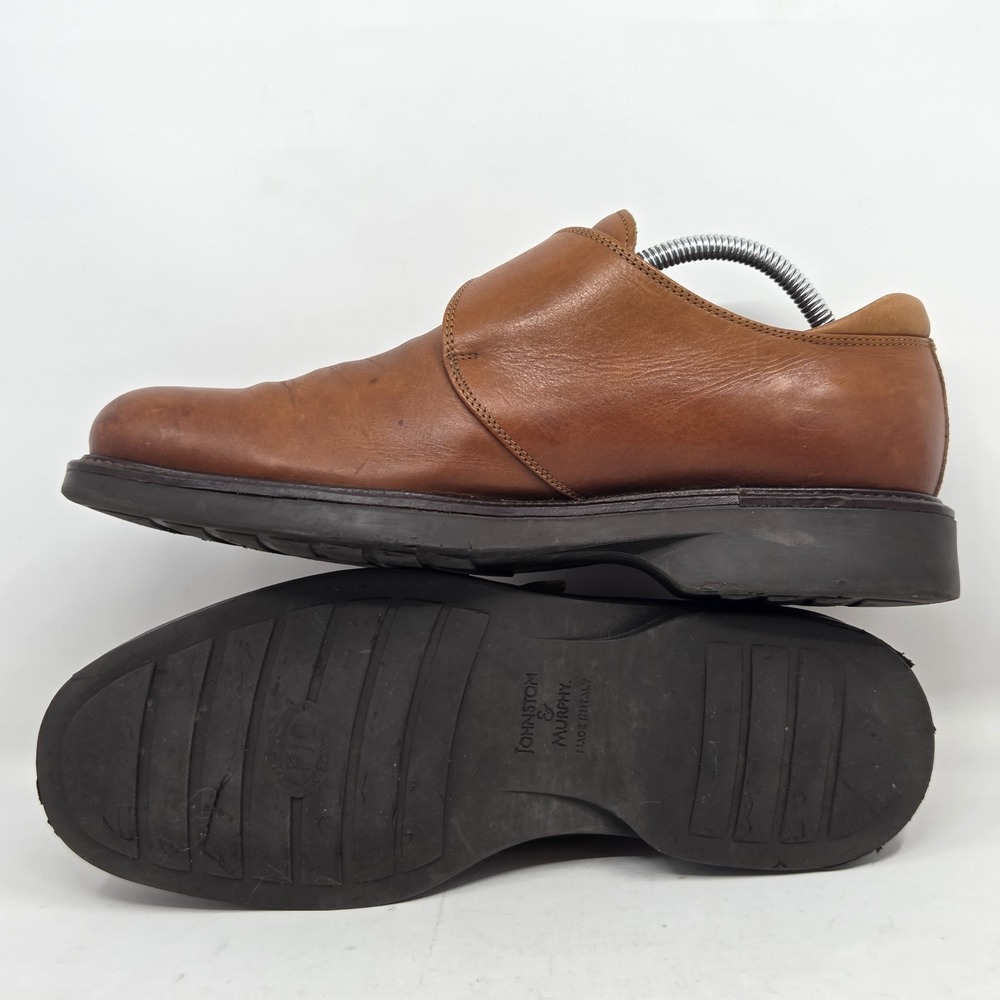 Johnston Murphy Monk Strap Men's 10.5 M Bourbon Brown Leather Made In Italy